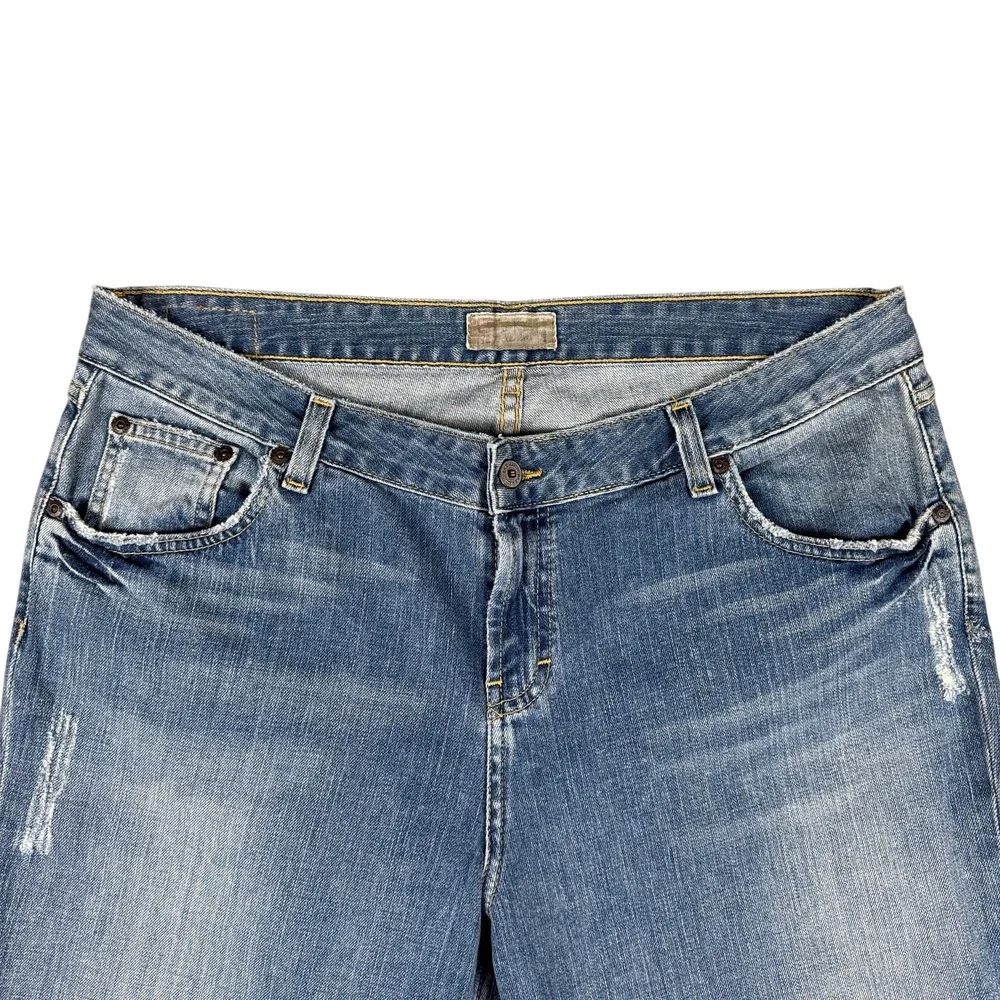 BKE Easy Street Bootcut Jeans Mens 34x33.5‎ Blue Faded Distressed Denim Buckle